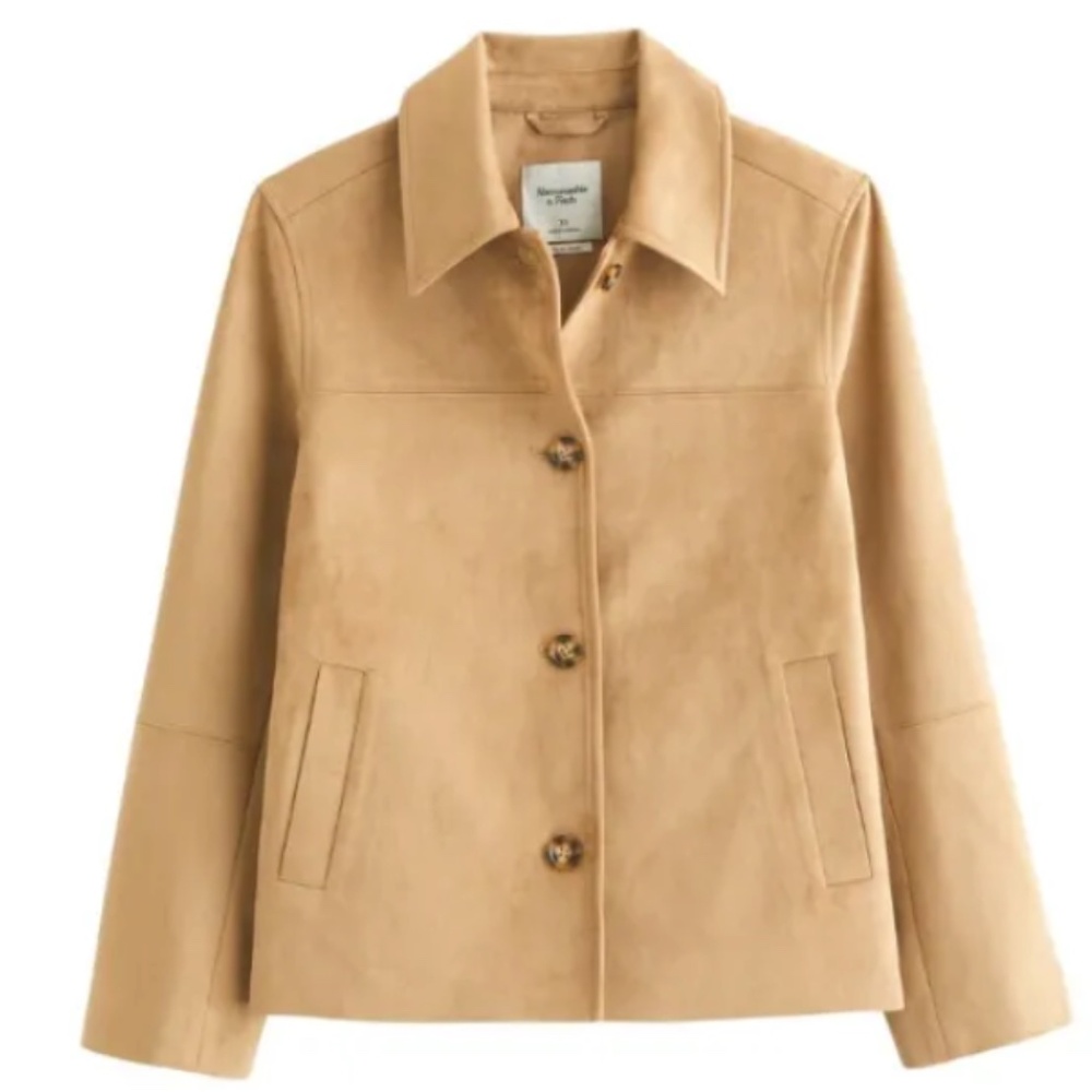 Abercrombie & Fitch vegan suede jacket in camel - size S